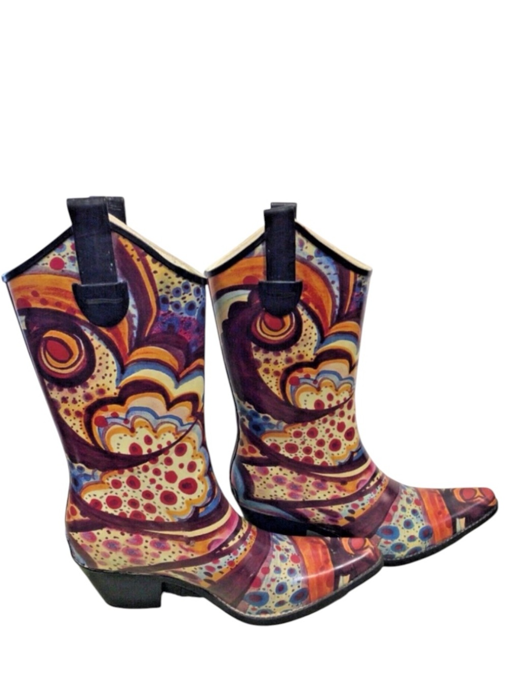Corkys Nomad Yippy Sz9 western Cowboy Rain Boot|Abstract print